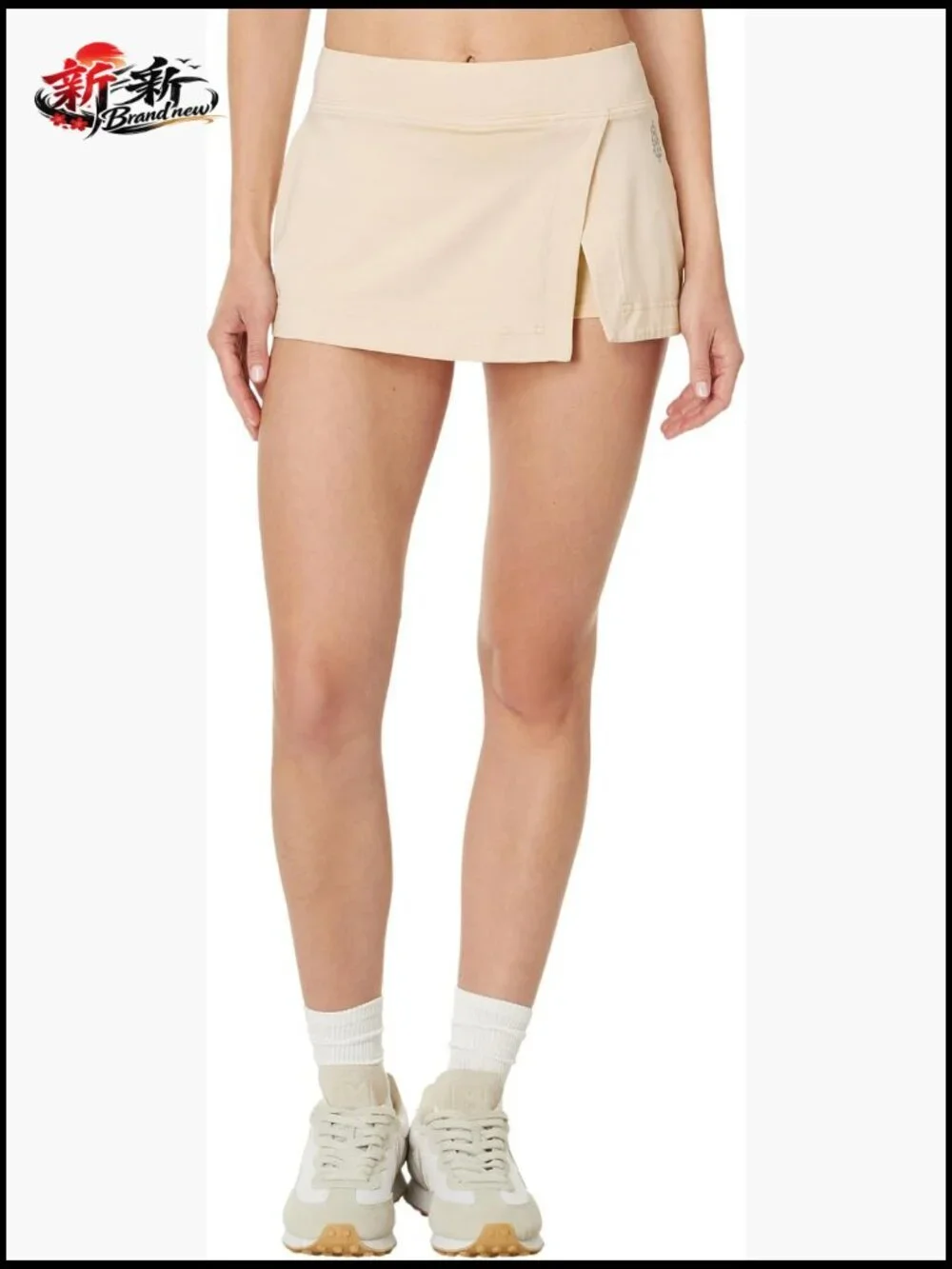 Mini Skort with Built-in Shorts, Lightweight Cotton Spandex, Mid-Rise, Elastic